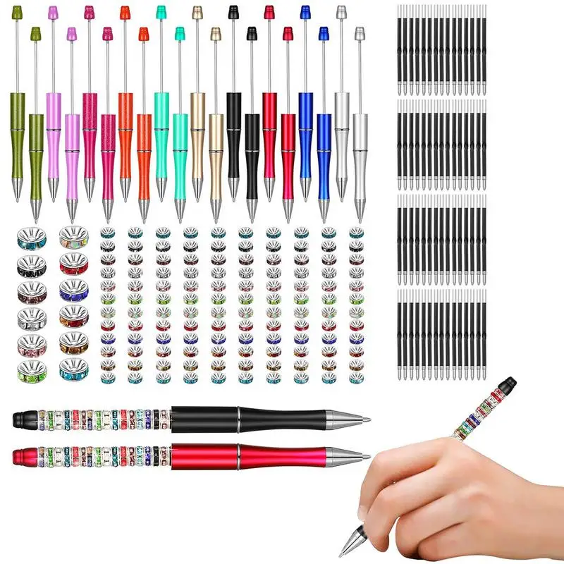 

Assorted Bead Pens Plastics Bead Pens For DIY Crafts 20 Bead Pens 40 Black Refills And 240 Bright Spacer Beads DIY Bead Pen For