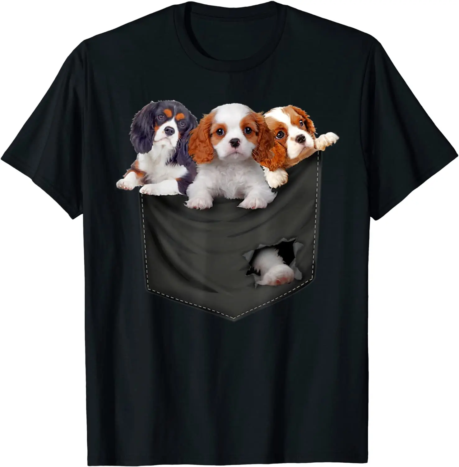 

Футболка средней длины с карманом для собак Cavalier King Charles Spaniel