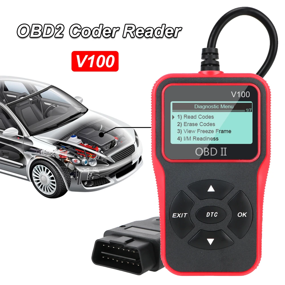 Диагностические инструменты V100, универсальный сканер OBD2 с цифровым дисплеем, для зажигания