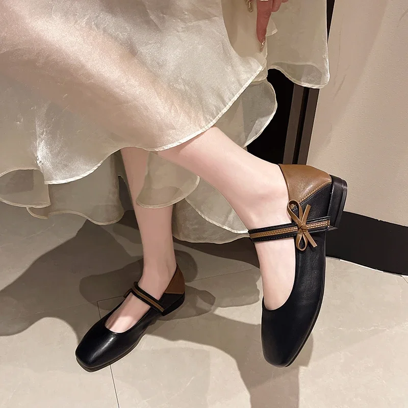 Туфли-лодочки женские в стиле ретро балетки лоферы плоская подошва Мэри Джейн