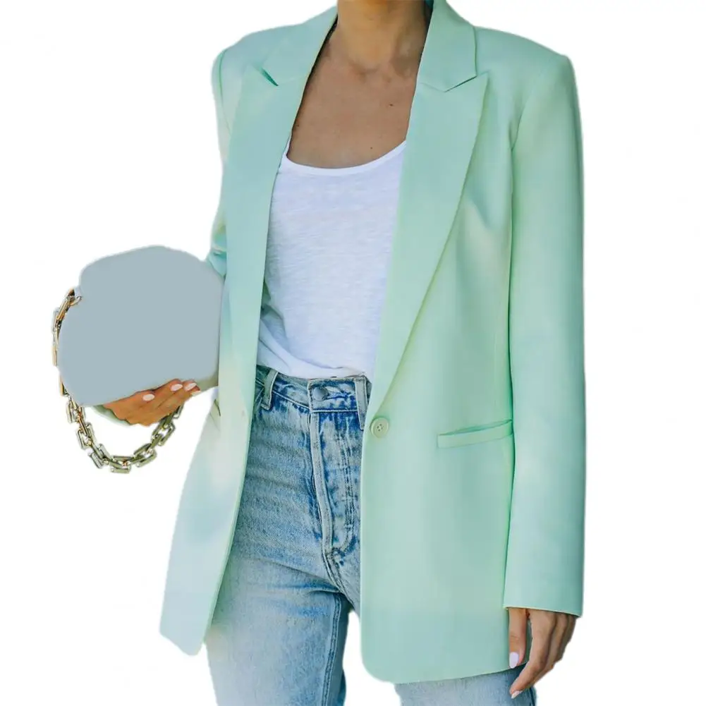 

Chic Lady Fall Jacket Solid Color Loose Elegant Pockets Spring Coat Women Autumn Coat Women Blazer