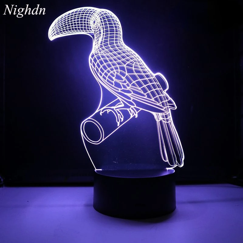 

Owl Swan Parrot 3D Night Light LED Colorful Bedside USB 3d Table Lamp Bedroom Decor Nightlight for Child Birthday Holiday Gift