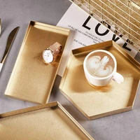 luxury metal storage tray gold nordic style geometric letter plate jewelry ring necklace display tray mirror table decoration