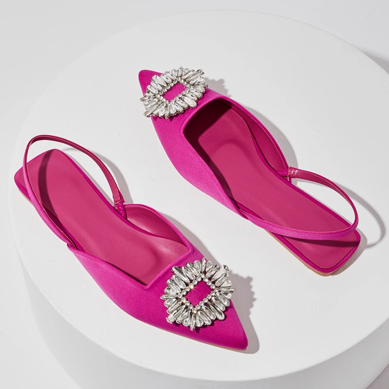 

Ladies Mules Sandals Fashion Pointed Toe Flats Shoes 2022 Casual Rhinestone Outside Slides Female Flip Flops For Women Sandals
