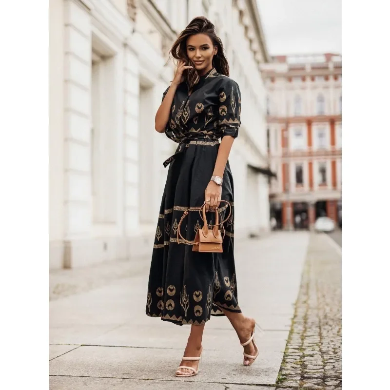 Женское летнее свободное платье с поясом