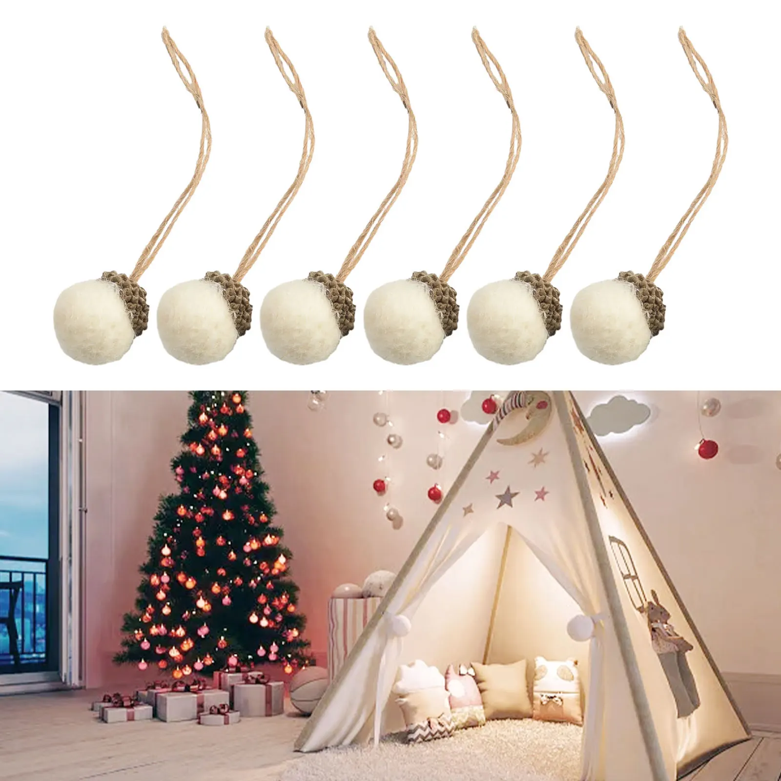 6 шт. рождественская фетровая желудь елка подвесной кулон орнамент