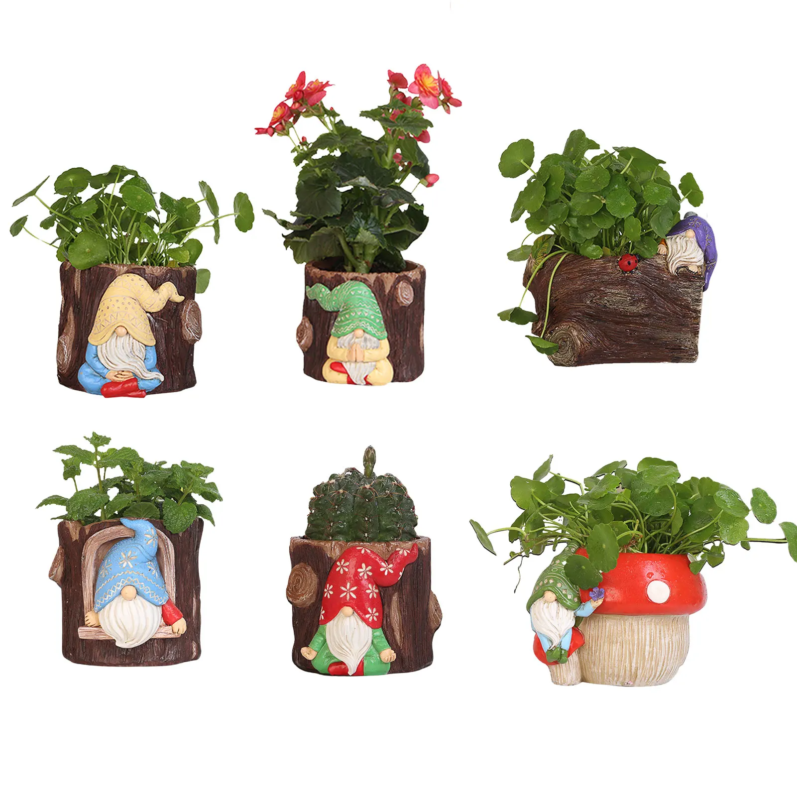 

Succulent Pots Gnome Flower Pots With Drainage Resin Dwarf Succulent Pots Creative Home Garden Decoration Gift