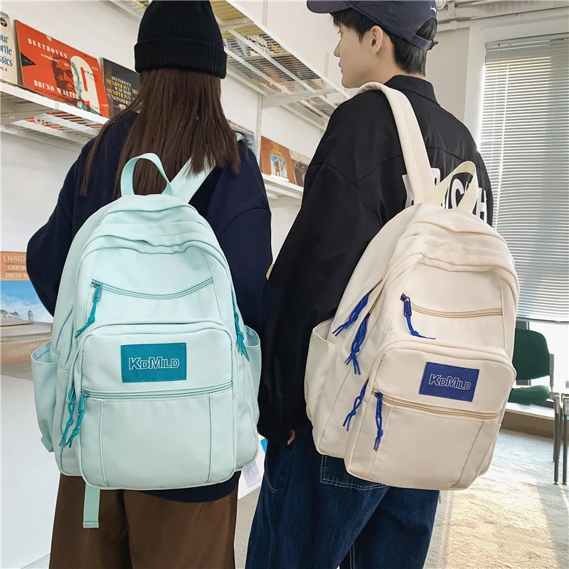 

Однотонные рюкзаки для женщин и мужчин, школьные ранцы для студентов колледжа для девочек-подростков, простые модные дамские сумки для книг...