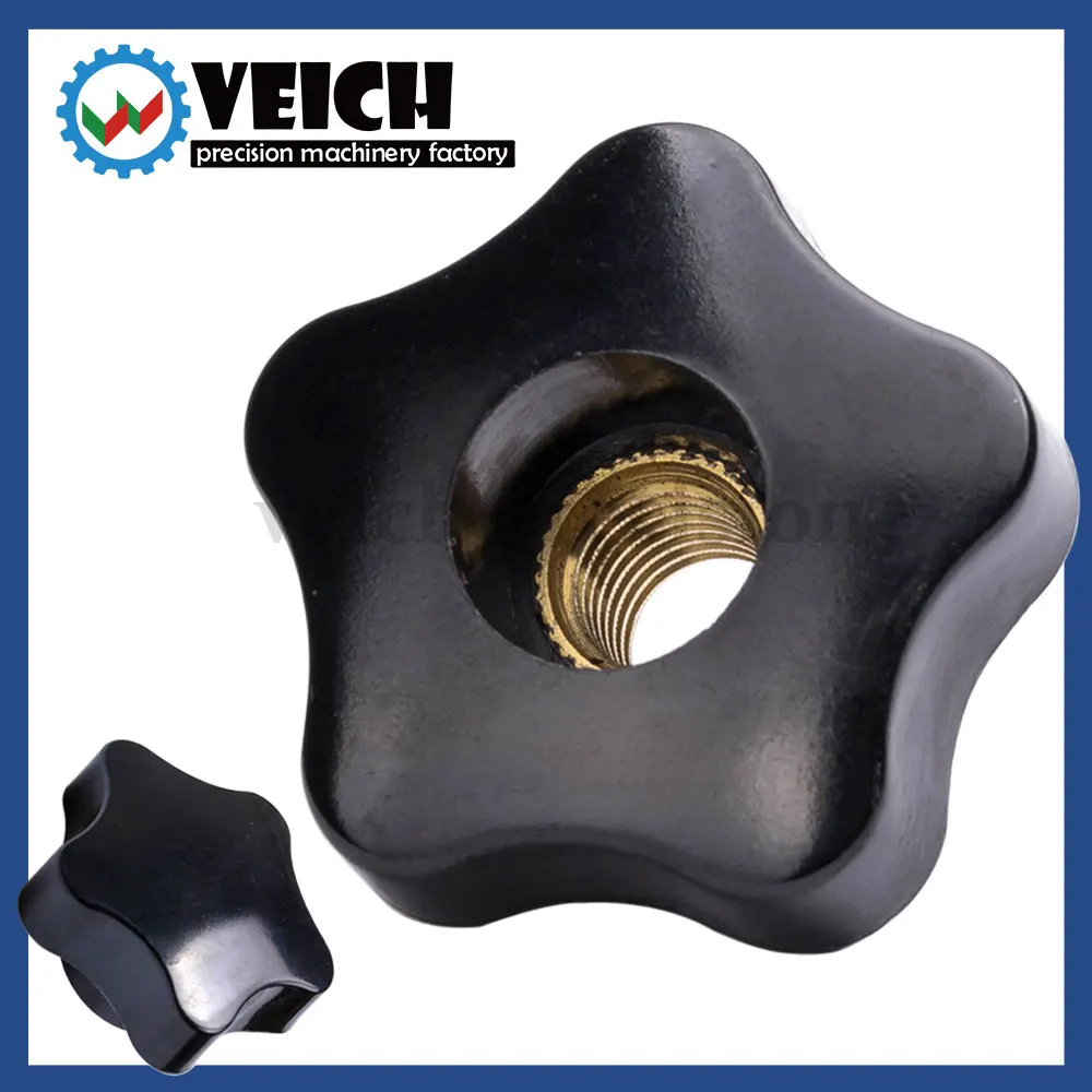 

M5 M6 M8 M10 M12 Star Hand Tughten Nuts Handle Black Clamping Knob Manual Nuts