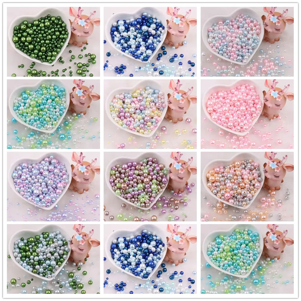 

3-12mm Mix size 40g/About Pearl wtraight holes round imitation plastic pearl beads for needlework & Jewelry Making