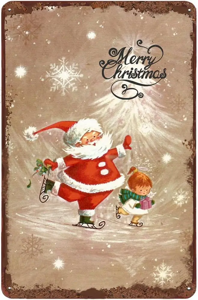 Zomyto Санта-Клаус для маленьких девочек катание на коньках винтажная жестяная