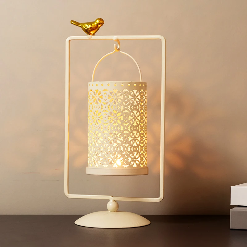 

Simple Geometric Wrought Iron Lantern Candle Holder Home Living Room Decorations Romantic Candlelight Dinner Props Decoration