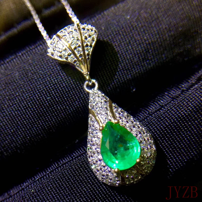 AAAA Natural Colombian Emerald Pendant for Women 925 Sterling silver Gift high end