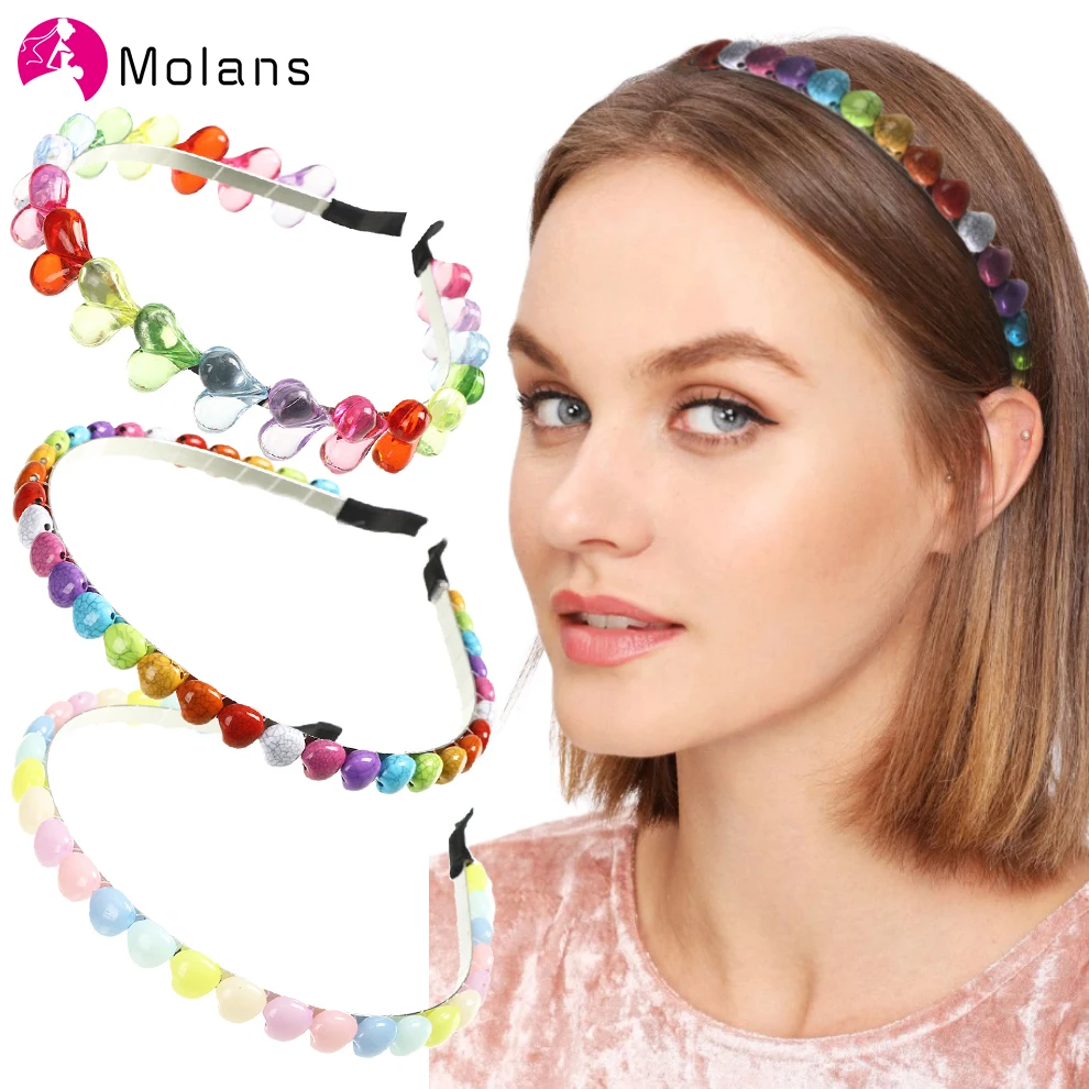 

Molans Colorful Stone Headband For Women Fashion Heart Hiarband Hoop Bezel New Hair Accessories Headwear