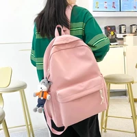 solid color simple womens backpack high capacity nylon school bag for teens girls large travel female bagpack college bookbags