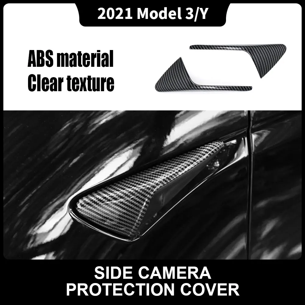 

2pcs Tesla Side Camera Cover for 2021 Model 3/Y Car Turn Signal Protective Cover ABS Plastic Model 3 Carbon Tesla Y accessories
