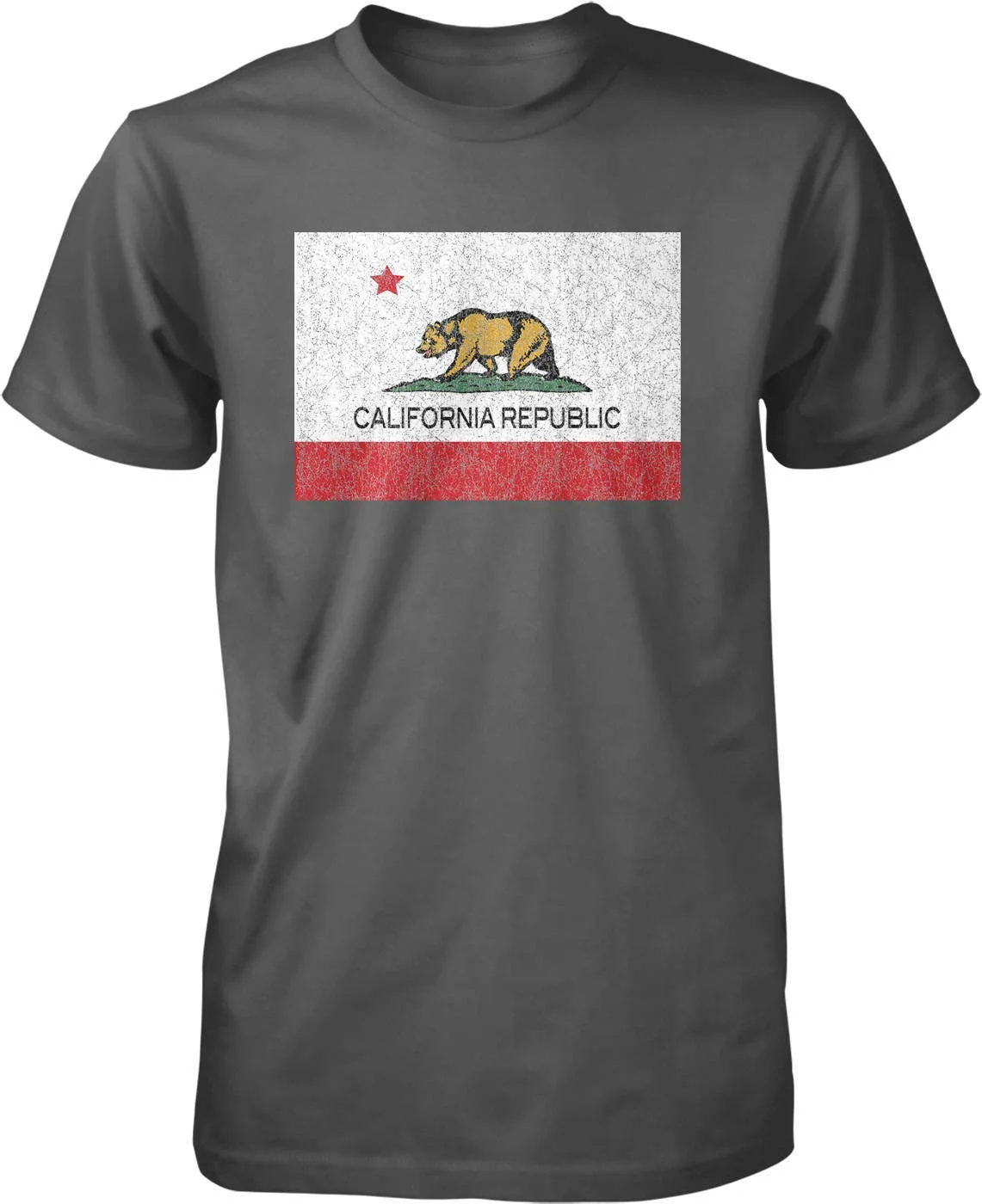 California State Flag Distressed Cali Men's T shirt NOFO_01184