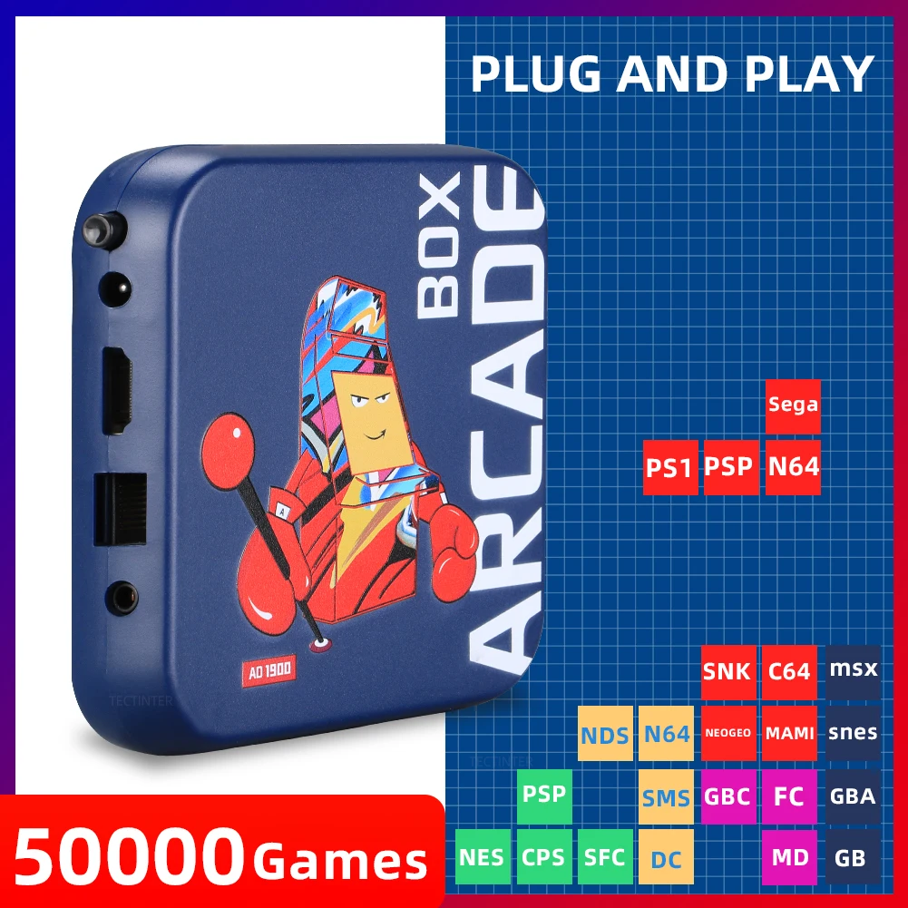 

Arcade Box Portable Game Console for PSP/PS1/DC/Naomi/NEOGEO Classic Retro 50000 Games 4K HD Display on TV Projector Monitor