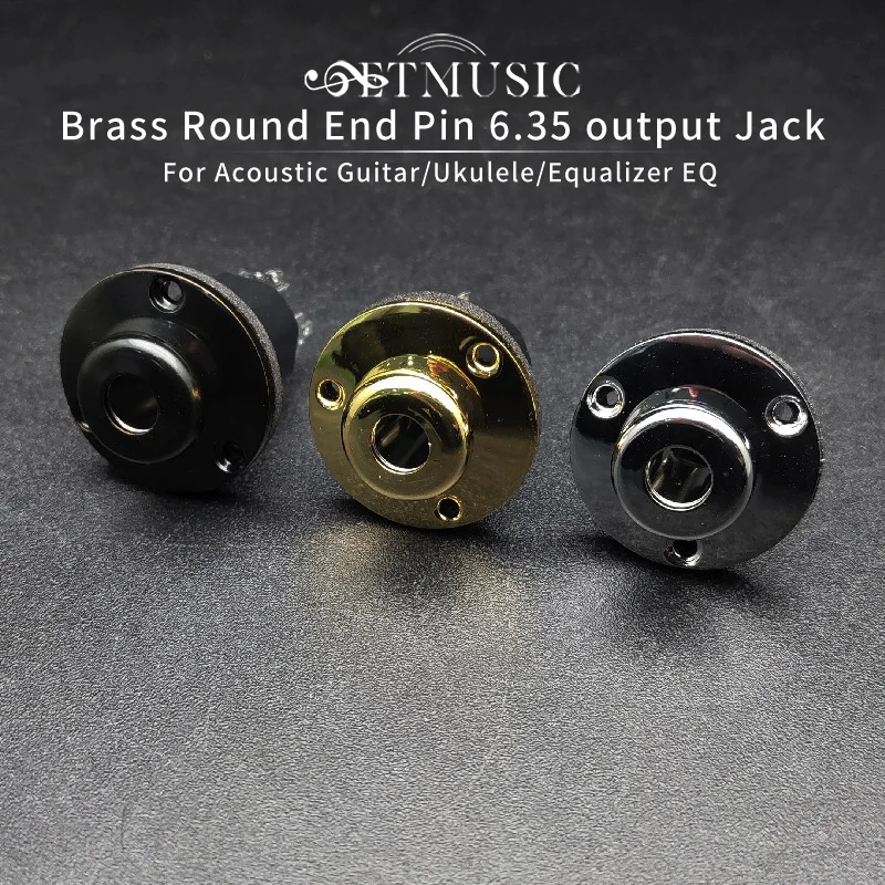 

10pcs Brass Round End Pin Style 6.35 output Jack for Brass Acoustic Guitar Ukulele Equalizer EQ Pickup output