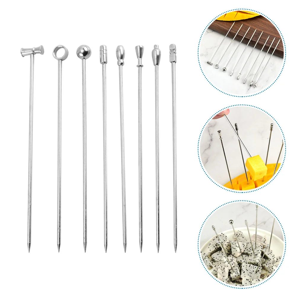 

8 Pcs Martini Picks Stainless Steel Toothpick Set Holiday Toothpicks Appetizers Swizzle Sticks Cocktails Fancy Metal