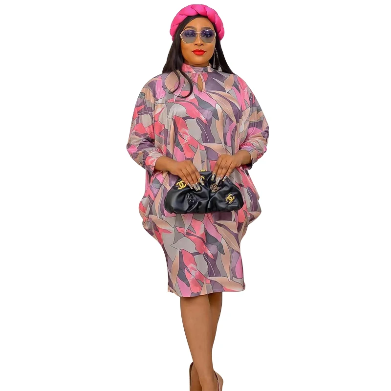 

African Dress For Women Boubou Africain Femme 2022 Print Dashiki Clothes Big Size Batwing Sleeve Ankara Dresses Girl Party Dress