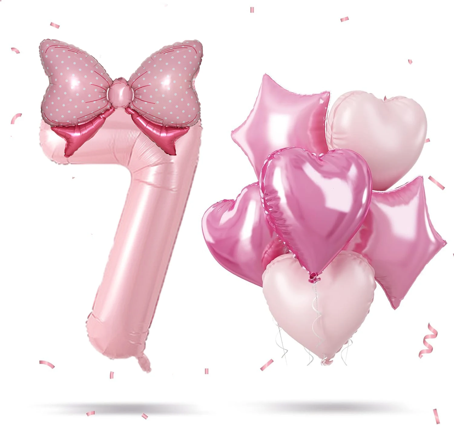 

8 шт. жемчужно-розовые шары OLOEY в форме сердца с бантом для праздника