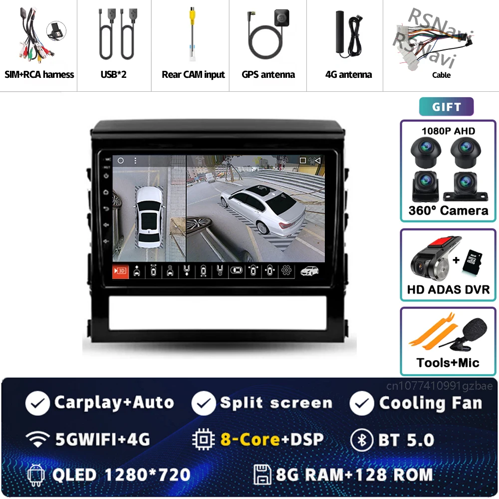

Автомобильный радиоприемник Android 15 для Toyota Land Cruiser 200 11 2015 2016-2020 Carplay Auto GPS Мультимедийный плеер Видео DVD WIFI + 4G Стерео