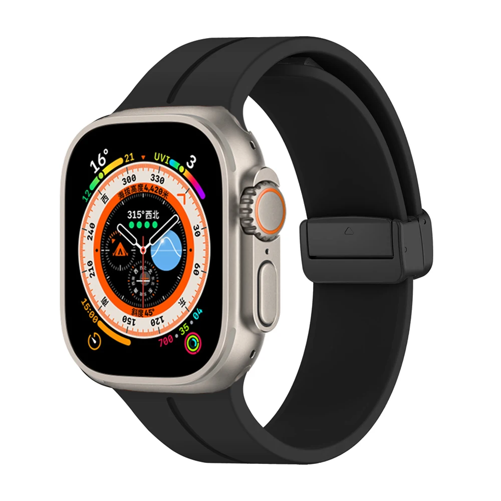 Фото Ремешок для Apple watch ultra 3 2 ремешка 44 мм 45 мм 49 мм 40 мм 41 мм 46 мм Магнитный силиконовый браслет correa iWatch Series 8 se 9 10 11 №2