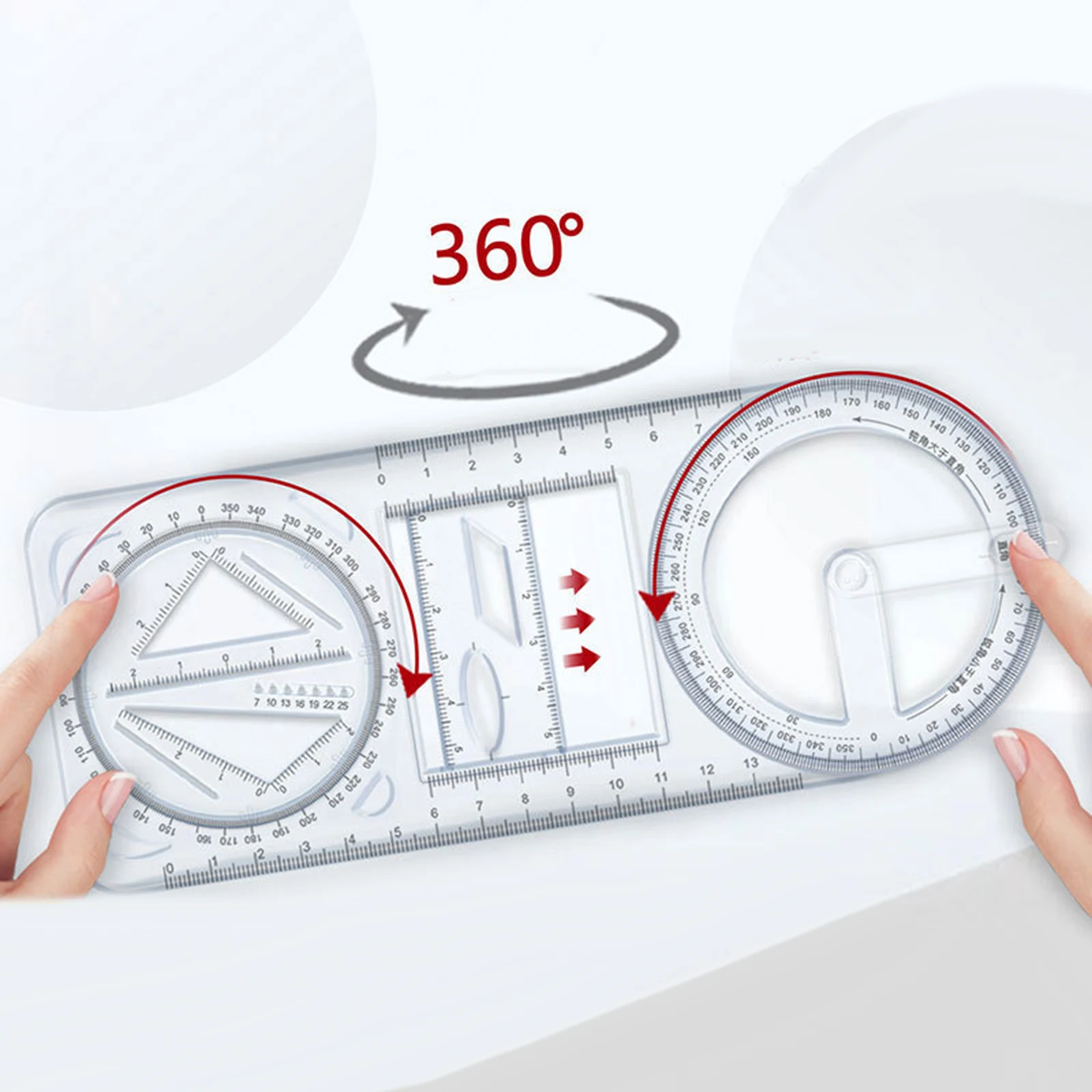 Multifunctional Geometric Ruler Geometric Drawing Template Measuring Tool For School Student Office Architecture Measuring Rule