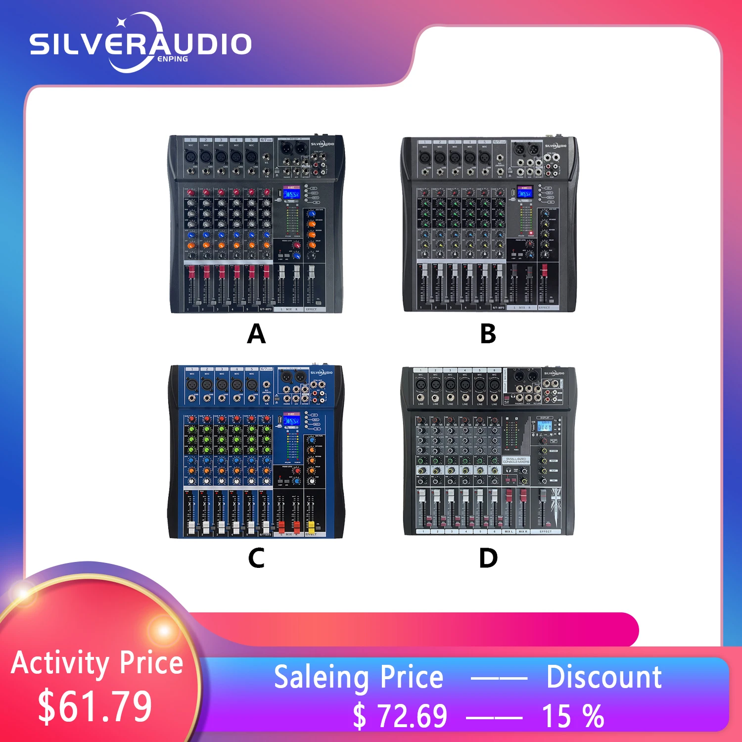 GAX-CT6 горячая Распродажа профессиональная 6-канальная аудиомикшерная консоль