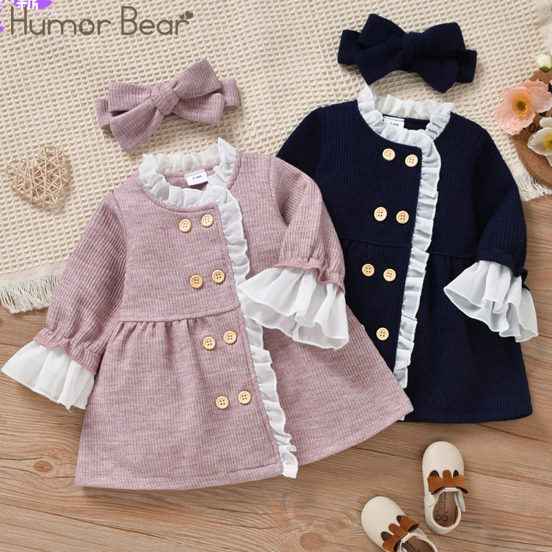 

Humor Bear Girls Dress Autumn Ruffle Baby Girls Clothes Long-sleeved Baby Girls Clothing Baby Dress