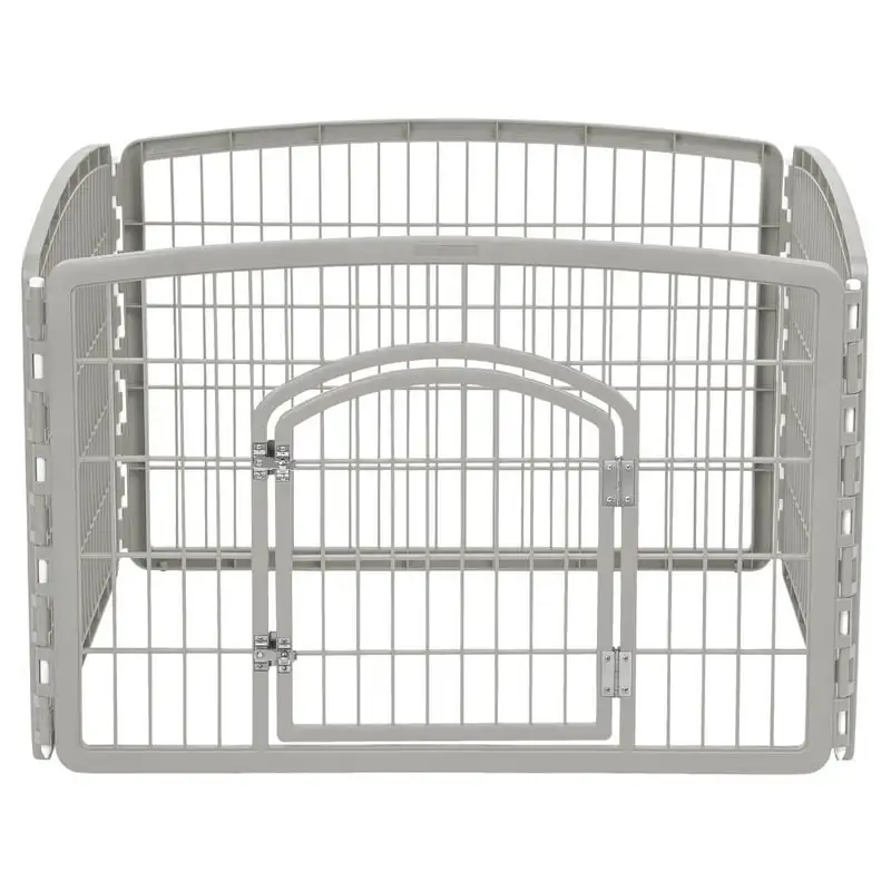 

, 24'' 4 Panel Plastic Exercise Pet Playpen with Door, Gray