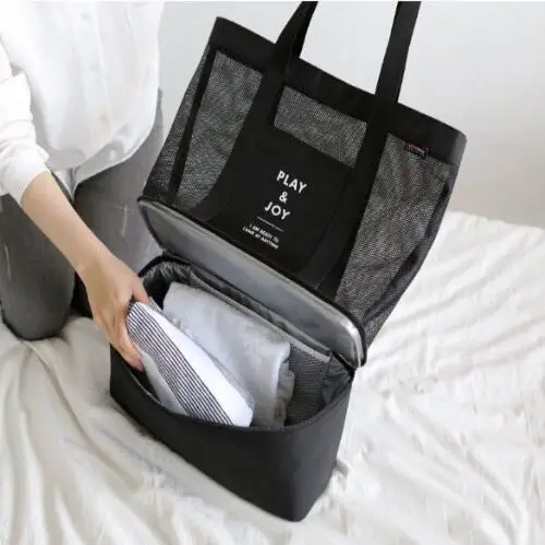 2023 New High Capacity Women Mesh Transparent Bag Double-layer Heat Preservation Large Picnic Beach Bags