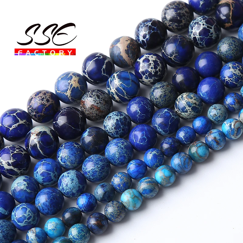 

Natural Lapis Blue Jaspers Beads Sea Sediment Stone Round Beads For Jewelry Making Diy Bracelets Energy Healing Beads 4-12mm 15"