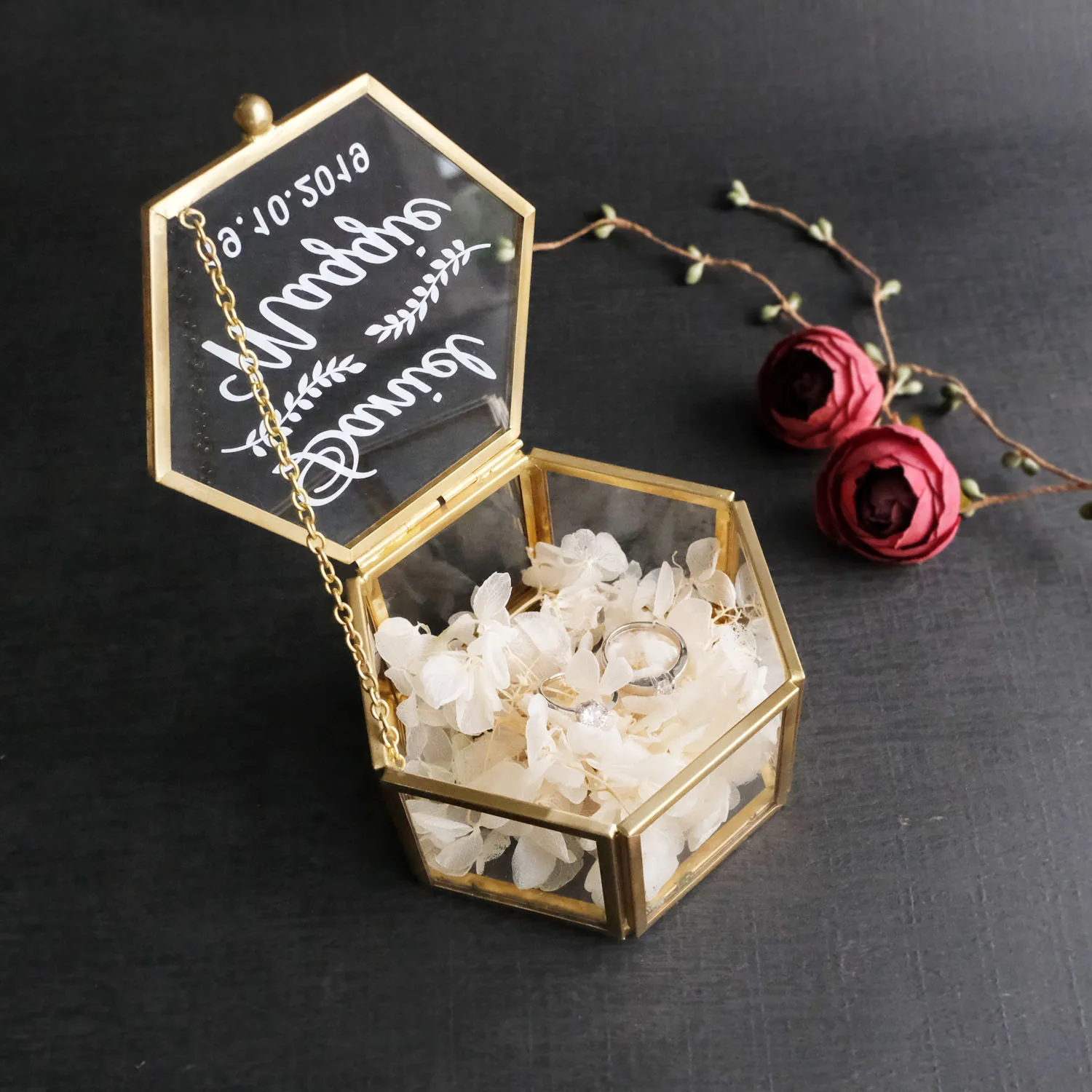 Custom Glass Ring Box Personalized Wedding Ring Box Wedding Ring Holder Glass Jewelry Box Engagement Ring Pillow Wedding Box