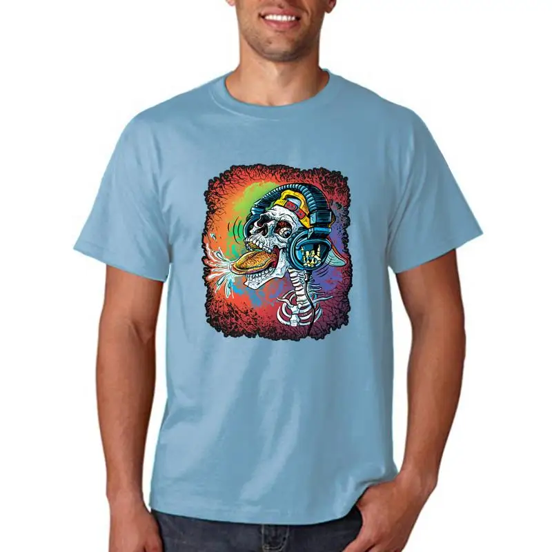 

Summer Band Tshirt Fashion Skull Rocking His Music Men Hip-hop T-shirt Hipster Design Tops Tee Shirts Cotton Clothing