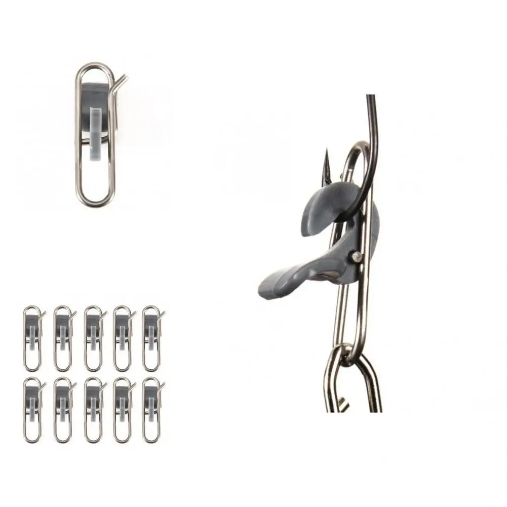 

Stainless Steel 10Pcs Efficient Professional Lure Hook Decoupling Lightweight Fishing Bait Clip Solid Angling Supplies