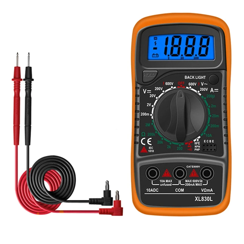 

XL830L Digital Multimeter Digital Ammeter AC DC 600V Tester For Ohm Voltage LCD Backlight Portable Tester