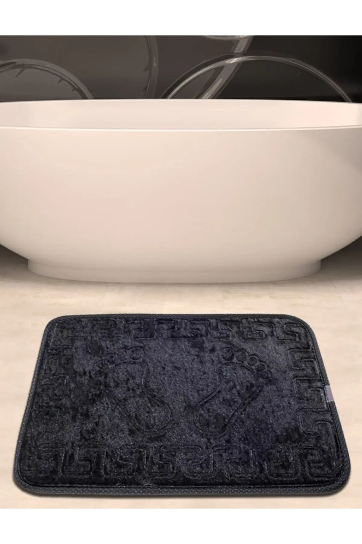 

Черный коврик для ванной, нескользящая подошва, душевой коврик 40x60, цельный текстиль, мебель для дома