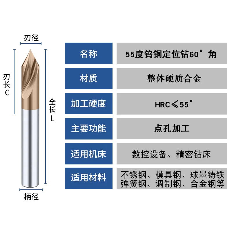 60 ° фиксированная точка сверления Вольфрамовая сталь фиксированное сердечник