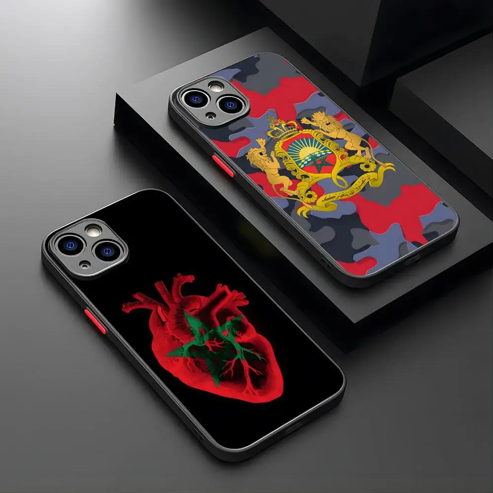 Матовый чехол с флагом Марокко для iPhone 15 14 12 13 11 Pro Max XR XS Mini X 7 8 Plus