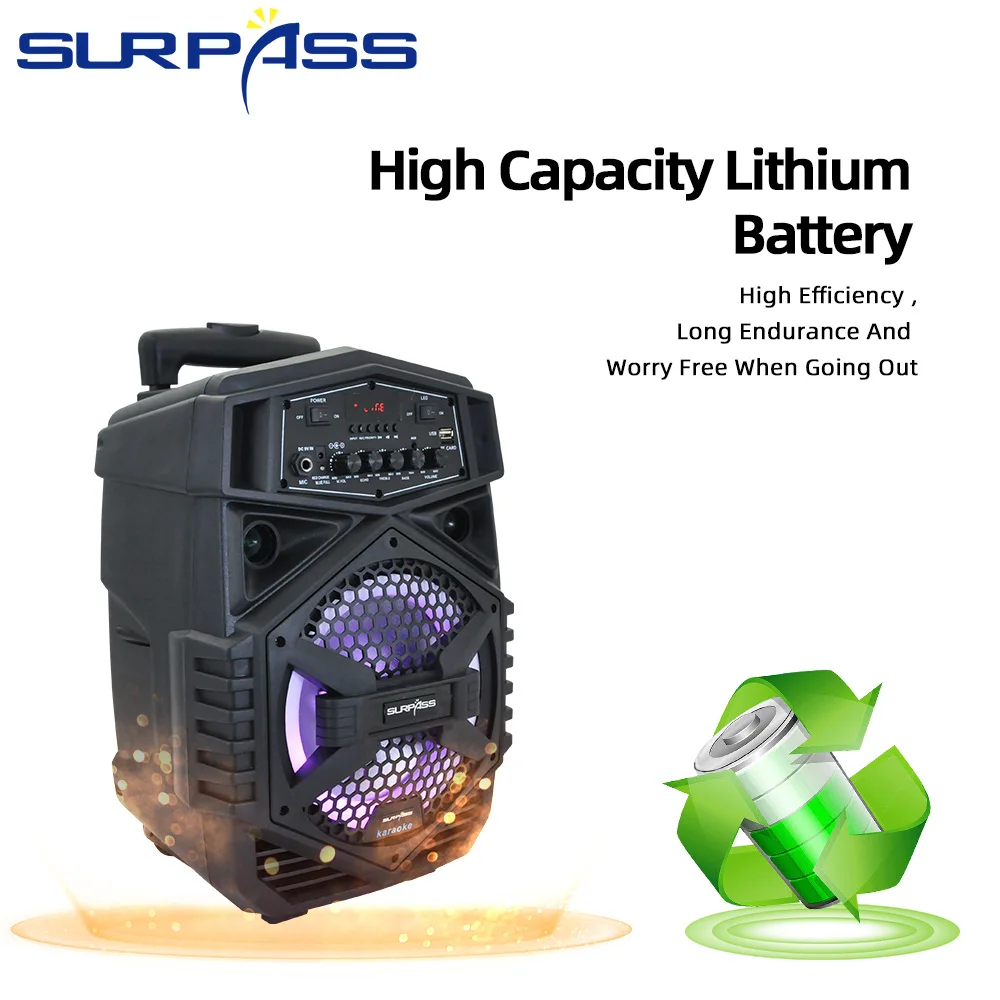 100W 8inch Karaoke Trolley Speaker Bluetooth-compatible Portable Wireless Outdoor Party Music Player Fm Radio Speaker with Mic enlarge