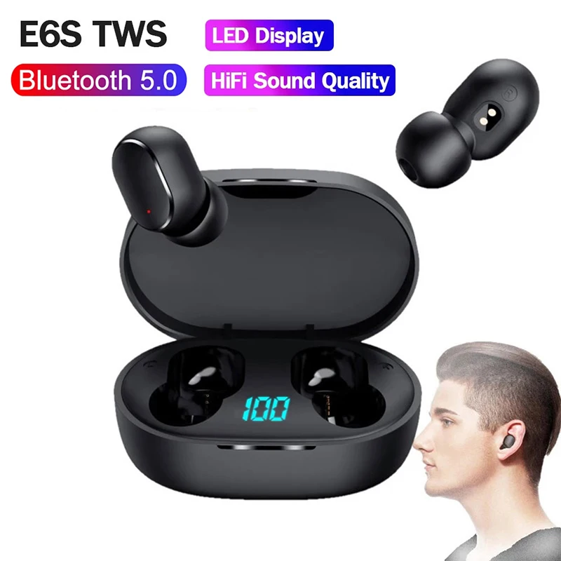 

E6S Wireless Earphones Bluetooth Headphones Stereo In-Ear Fone Bluetooth Headset Sports Waterproof TWS Earbuds for Xiaomi Phone