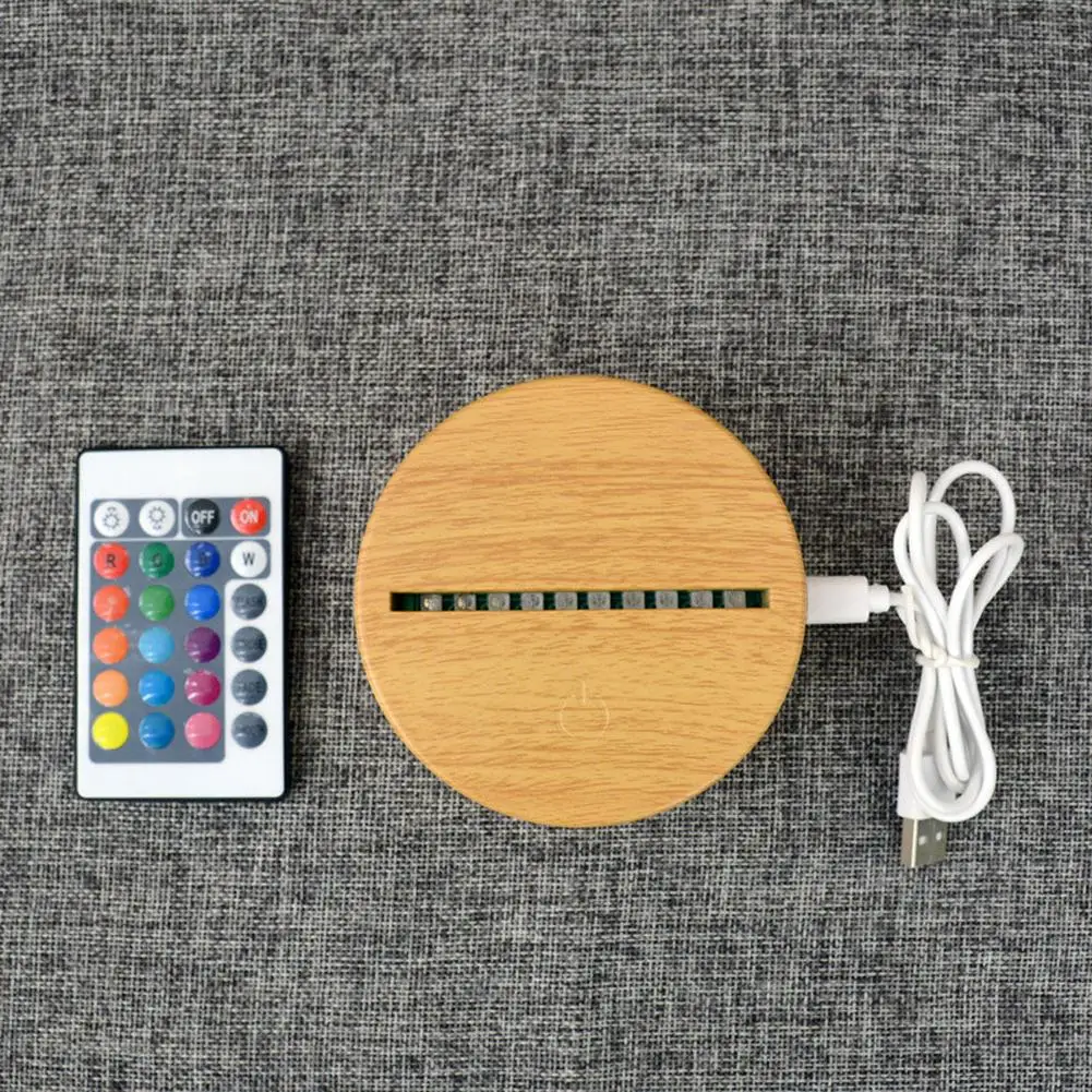 

3d Led Night Light Base With Remote Control Usb Wood Pattern Touch Sensor Acrylic Base For Table Lamps