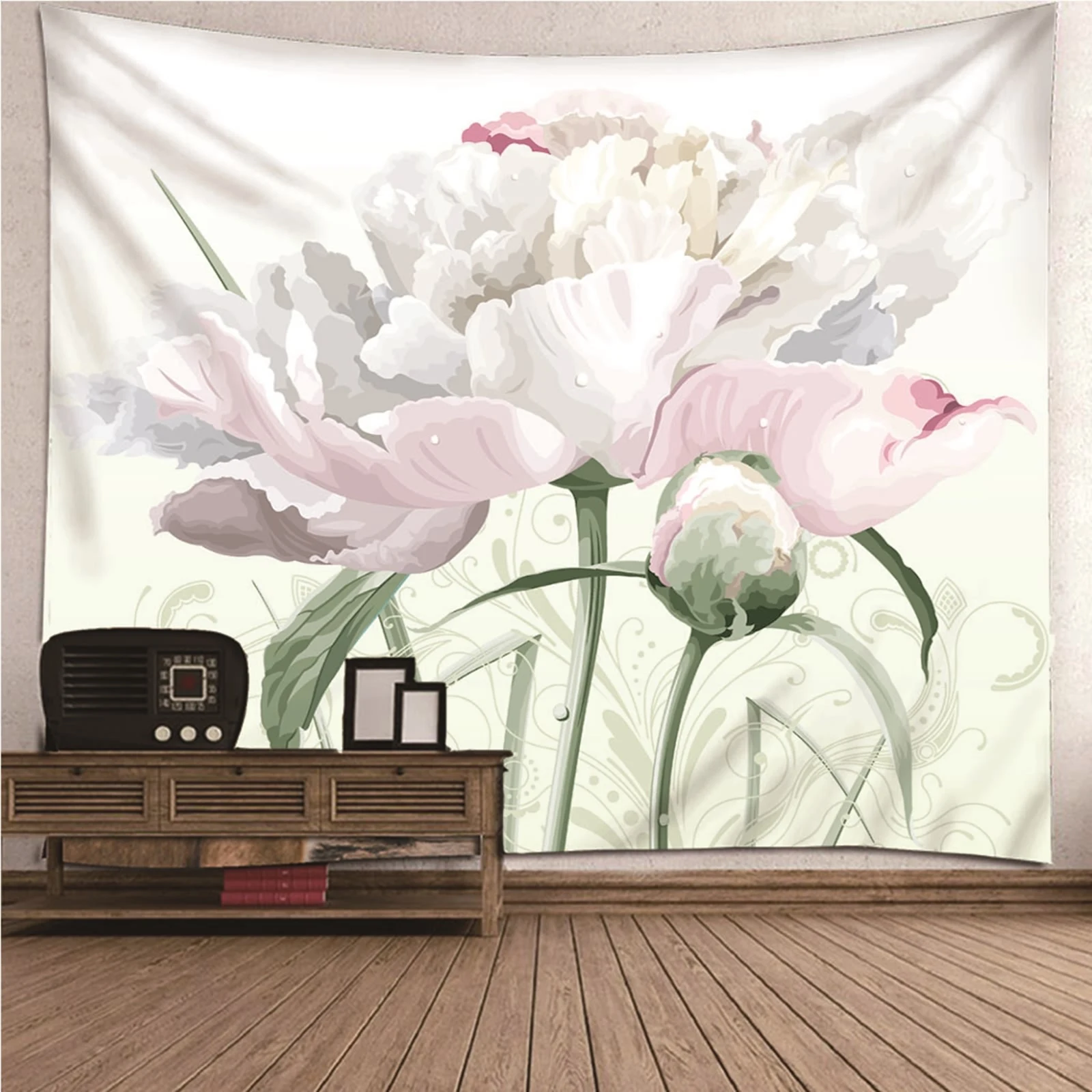 

Home Decor Art Hanging Wall Decor For Bedroom Plant flower nature Ink Painting Flowers Wall Hanging Blanket Art Decor Covering