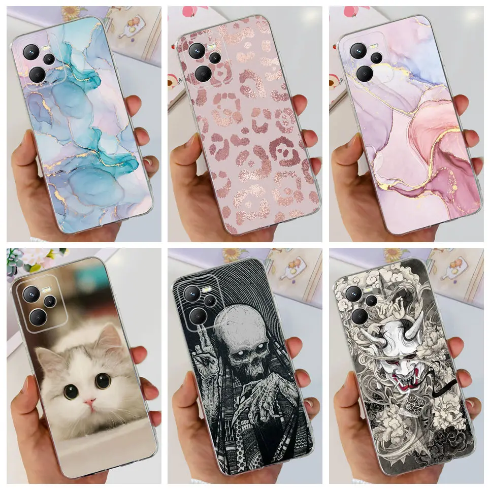 Мягкие силиконовые чехлы с красивым цветочным рисунком для Realme C35 чехол RMX3511