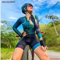 womens blue long sleeve cycling triathlon skinsuit jersey sets bicycle clothing 20d macaquinho ciclismo feminino jumpsuit kits