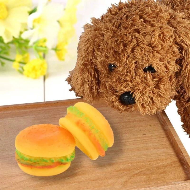 

Dog Toys Soft Simulation Hamburger Stuffed Squeaky Chew Bite Resistant Toy Non-toxic for Dogs Pet Toys Accessories