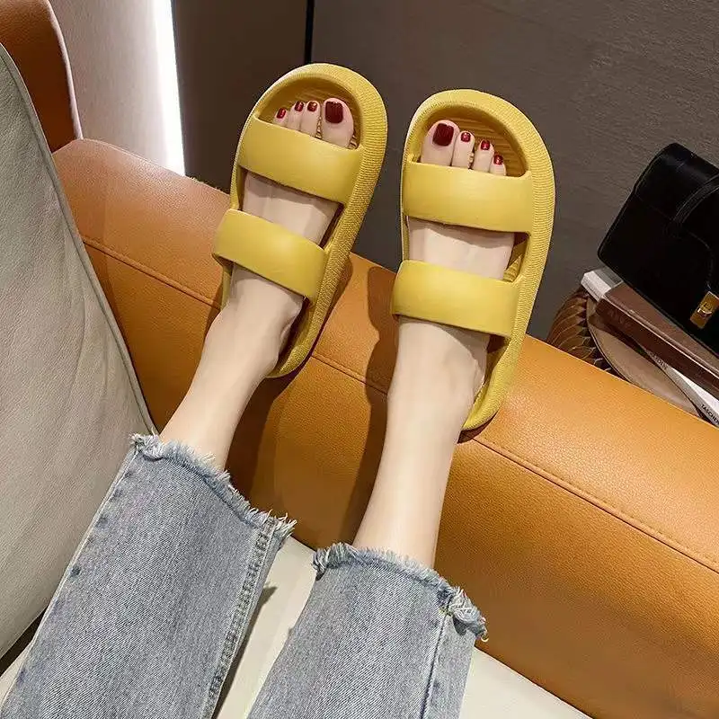 Thick Soled Korean Women Slippers Ins Trendy Summer Female Slippers Outer Wear Slippers Home Indoor Anti-slip