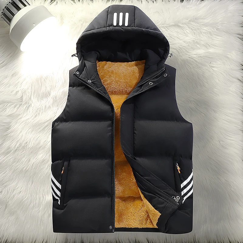 Autumn and winter high-end thickened warm men's and women's cotton vest, cold-proof lamb wool couple's cotton coat, casual hoode